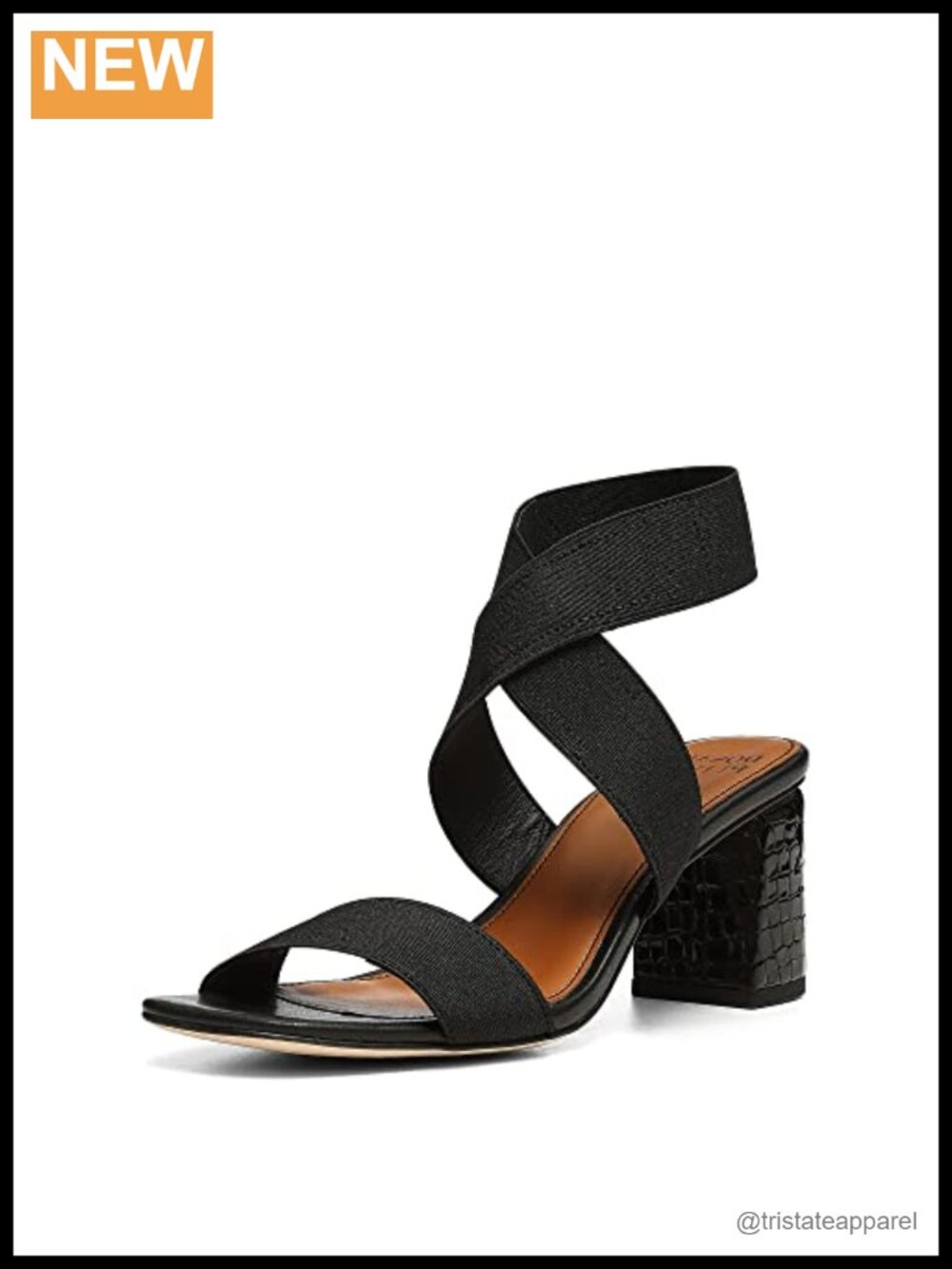 Donald J Pliner Parly Stretch Elastic Block Heel Square Toe Slip On Sandal